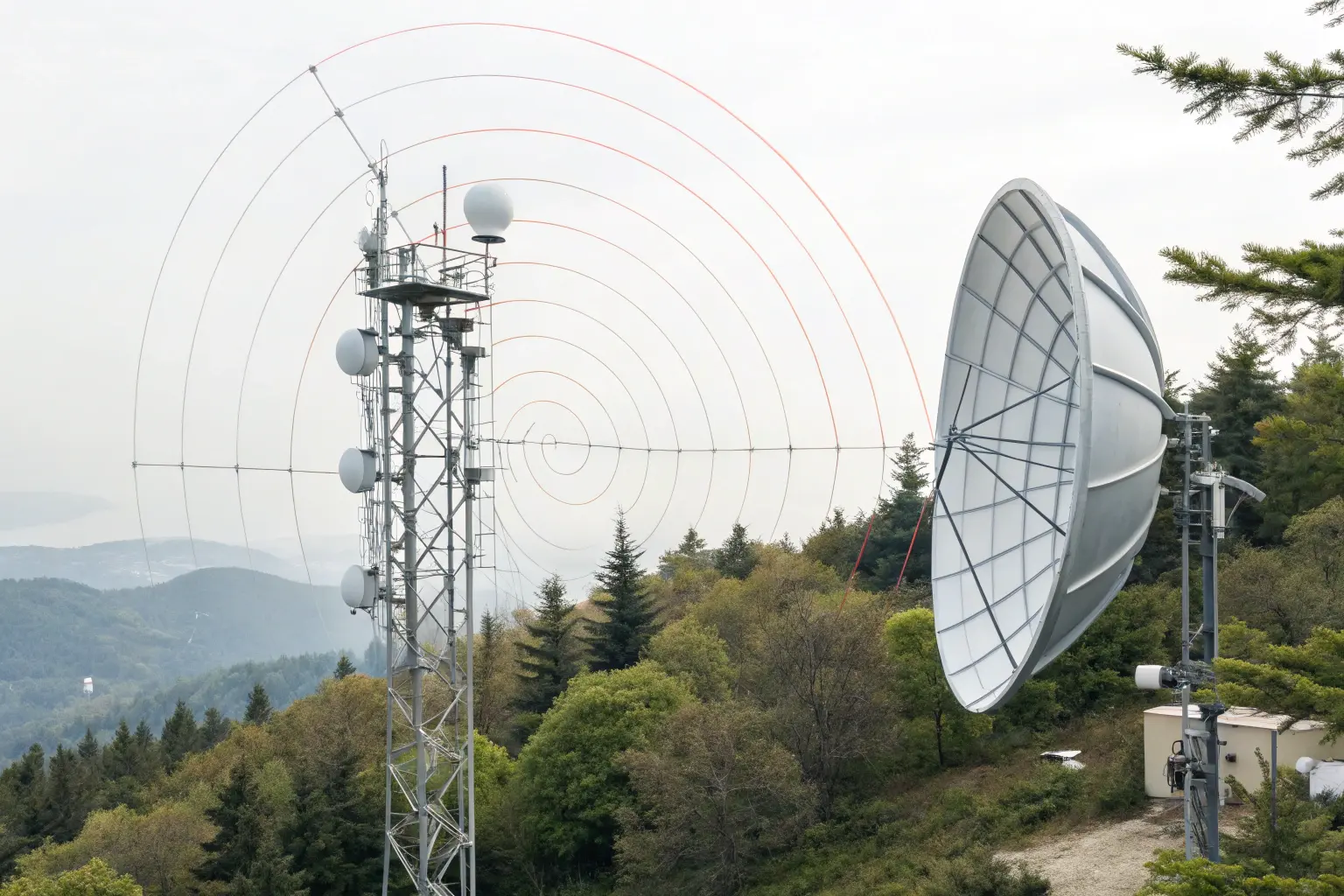 Diagram showing the Fresnel Zone blockage affecting signal quality and link degradation