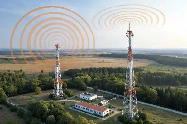 Engineer testing outdoor wireless bridge installation (ID#1)