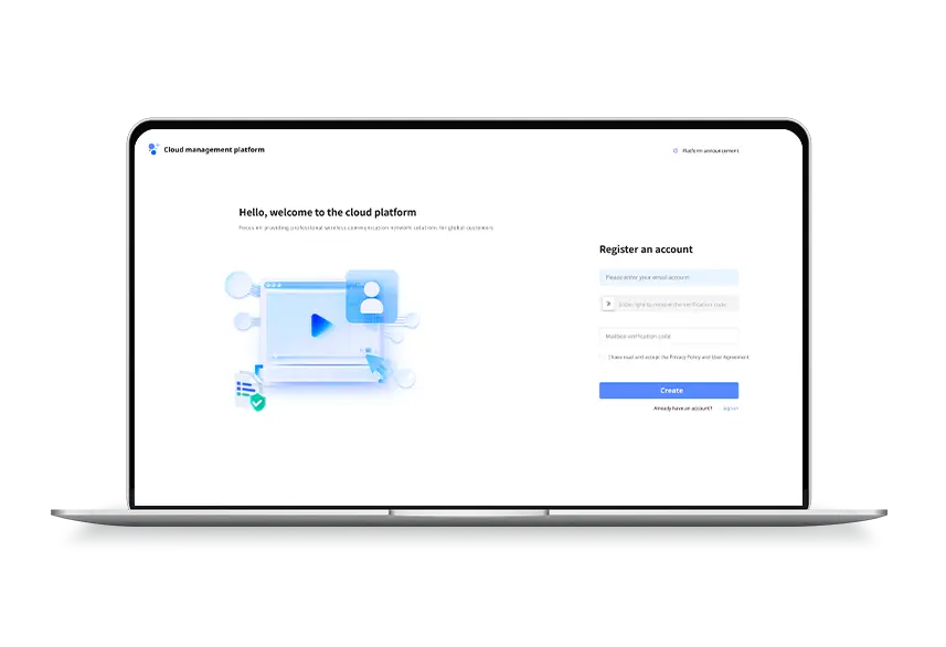 CloudNetlot platform showing the batch device binding workflow with MAC address list, project assignment dropdown, and bulk bind confirmation