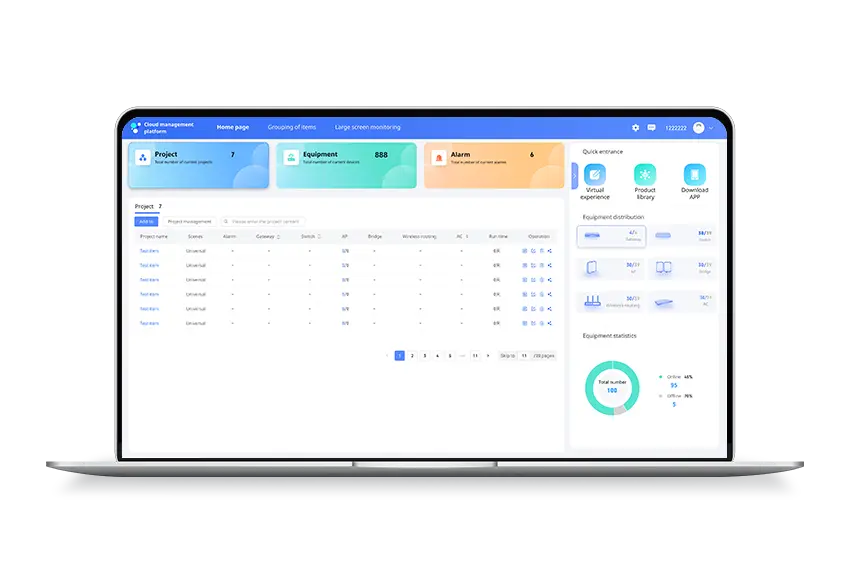 Local AP web interface showing the System > Cloud Management page with cloud service toggled on and the server address field populated