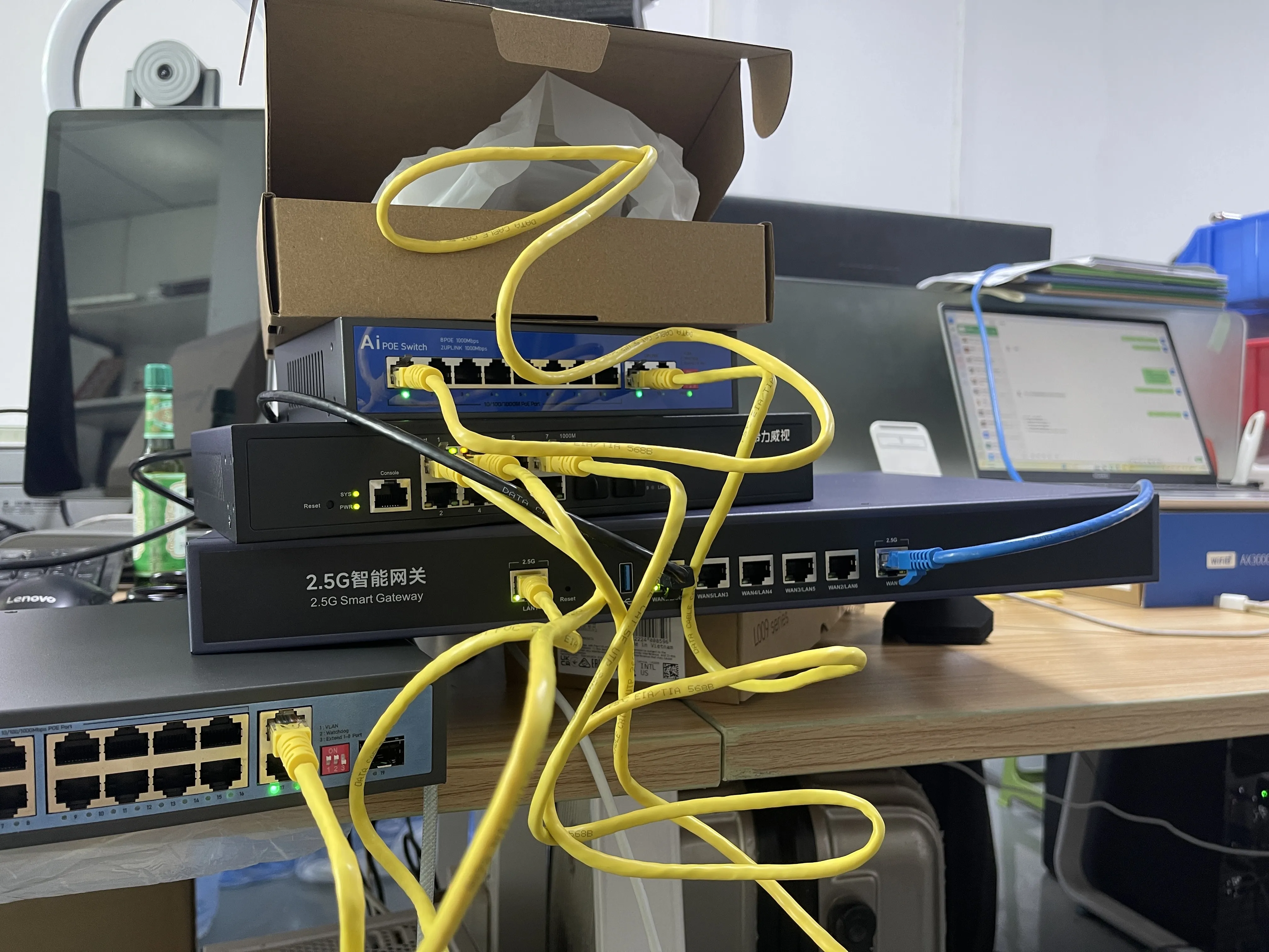 Equipment ready for pre-configuration at MossLink facility