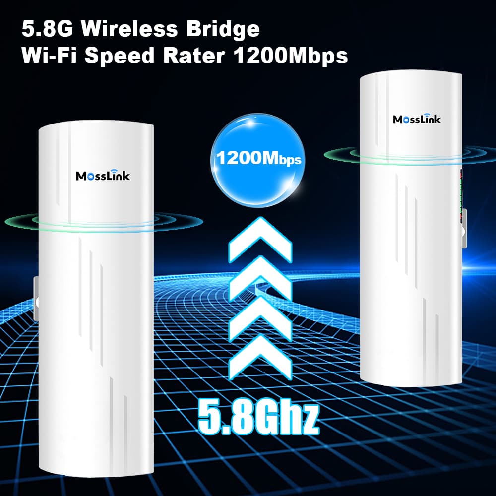 WB620H 5.8GHz 1200Mbps 5KM Outdoor Wireless Bridge, Dual Gigabit, MTK7621